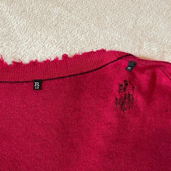 R13 Distressed Reversible 100% Cashmere Cardigan Cardigans